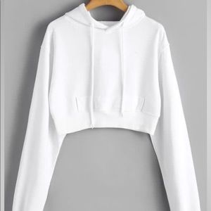 Cropped white hoodie